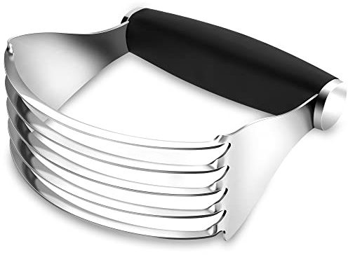 Rainspire XL Pastry Cutter For Baking, Heavy Duty Pastry Blender Stainless Steel, Thick Sharp Blades Dough Blender, Dough Cutter Butter Cutter Pastry for Easy Mixing, Dishwasher Safe (Black)