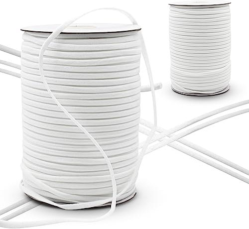 DOJA Barcelona | Filo Elastico Cucito | 1 Pz | Bobina Elastico 200M | Cordoncino Elastico Bianco Tondo | Ø2,7mm | Poliammide ed Elastan | Elastico Merceria Resistente | Elastico per Cucito Rotondo