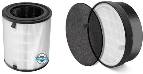 LEVOIT LV-H133-RF High Efficiency HEPA Combo Filter & Activated Carbon Filter Set Compatible with LEVOIT Air Purifier LV-H133 & LV-132-RF 1pack Air Purifier Filter 1 Count (Pack of 1),Black