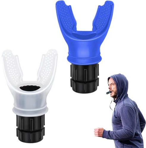 IKOPFLN 2 Stück Lungentrainer Ausdauertraining, Breathing Trainer, Lung Flexer, Atemtrainer lungentrainer, Lung trainer(Weiß + Blau)