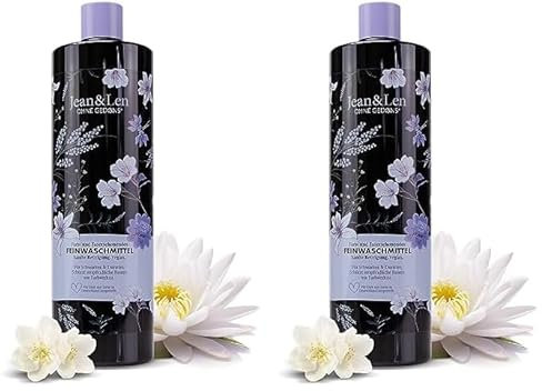 Jean & Len Farb- und Faserschonendes Feinwaschmittel Wasserlilie & Jasmin, für Schwarzes & Dunkles, schützt empfindliche Fasern vor Farbverlust, Feinwaschmittel flüssig, ohne Mikroplastik, vegan, 1 L