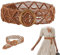 1 Stück Geflochtene Taille Gürtel, Gewebter Boho-Gürtel mit Holzschnalle,Wax Cord Hohler Taillengürtel,Ethnische Stil Mode Accessoires für Damen (Braun)