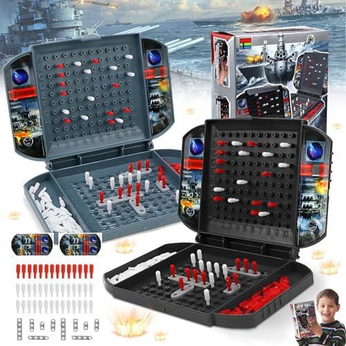 lankai Juego De Hundir Barcos, Clásico Juego De Mesa De Batalla Naval, Juego De Mesa De Batalla Naval Pequeño, Portátil Juego Mesa Batalla Naval, para Reunión Familiar, Juegos Sociedad
