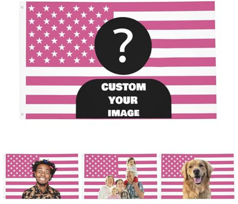 Drapeau américain personnalisable de 0,9 x 1,5 m, drapeau américain personnalisable, ajoutez votre image texte photo au drapeau, tapisserie amusante pour décoration murale, chambre, extérieur (rose)