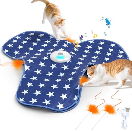 Interaktives Katzenspielzeug, Berührungsaktiviertes Spielzeug Für Kätzchen, Versteckte Feder, Realistische Maus-Quietschgeräusche, Perfektes Indoor-Spielzeug Für Gelangweilte Erwachsene Katzen