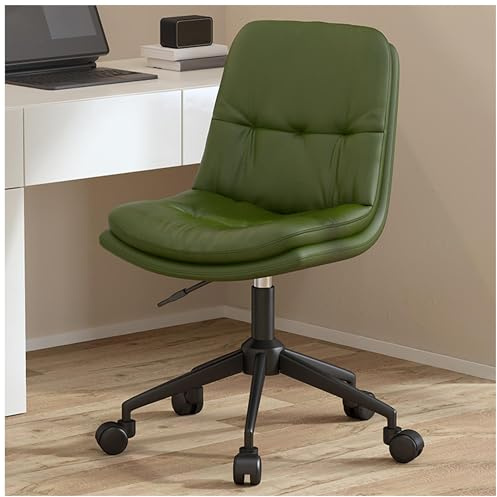 Ergonomischer Leder -Schreibtischstuhl mit 360 ° Dreh-, Armless -Design, verstellbarer Höhe und gepolsterter Sitz für Home Office, Computeraufgabe, Waschtisch -Rollstuhl für Komfort und Stift,