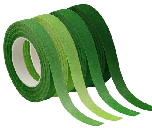 CATZUM Nastro Fiorista, 4 pezzi autoadesivo per bouquet e composizioni floreali, Nastri Floreali a Stelo, Staminali Impermeabile, carta per fioristi, Tape per Avvolgere Fiori e Decorazioni (verde)