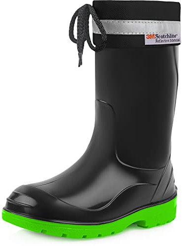 Ladeheid Stivali Bambino e Bambina in Gomma PVC Stivaletti Impermeabili per Ragazzi e Ragazze Calzature Antipioggia per Bimbi Resistenti all'Acqua LA-972 (Nero/Verde 23 EU)