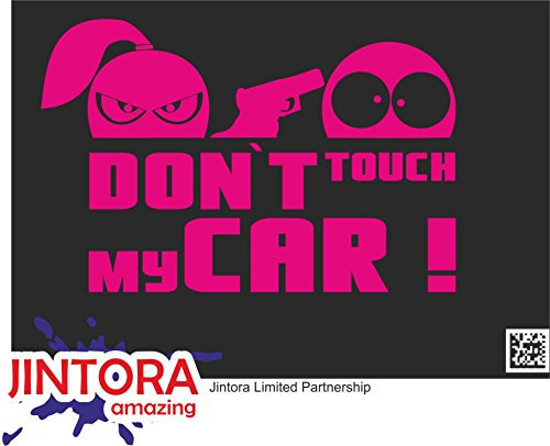 JINTORA - Autoaufkleber Tuning - Auto Aufkleber - Don't Touch My Smiley car - 158x99 mm - Auto Sticker Bus Fenster Heckscheibe Camper wetterfest Outdoor Sticker Auto Deko LKW Tuning - pink