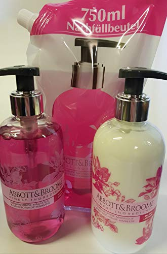 Abbott&Broome Magnolie & Himbeere Hand-Set Hand-wash (300 ml) + Handlotion (300 ml) + Nachfüllpack Handwash (750 m)