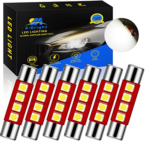 YM E-Bright 6X 28MM Lampadine LED per auto C5W, lampadine a festone, 12V 5050 Chipset 6461 C5W Lampadine per auto Cupola Mappa Tronco Luce di cortesia (bianco)