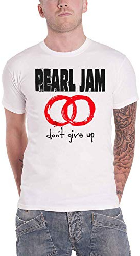 Pearl Jam T Shirt Dont Give Up Band Logo Nue offiziell Herren Weiß