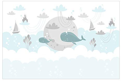 Fototapete Kinder 190 x 288cm Vlies Smart Wolken mit Wal Schloss