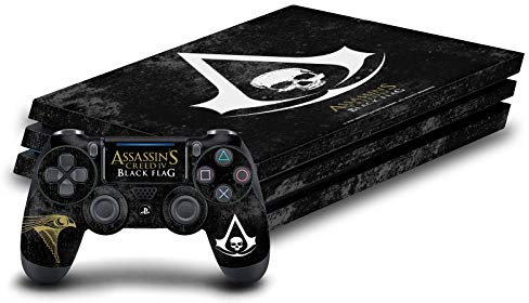Head Case Designs Officially Licensed Assassin's Creed Grunge Black Flag Logos Vinyl Sticker Gaming Skin Decal Cover Compatible With Sony PlayStation 4 PS4 Pro Console and DualShock 4 Controller
