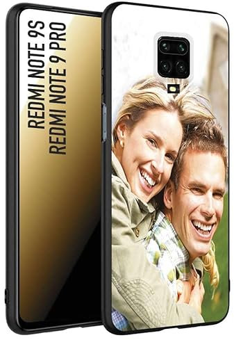 CUSTOMIZZA - Custodia cover nera morbida in tpu compatibile per Xiaomi Redmi Note 9S - Note 9 PRO personalizzata con foto immagine scritta a piacere
