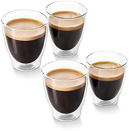 Tchibo 4er Caffè Crema Gläser, Doppelwandig, Modernes Design, heiß und kalt