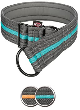 TRIXIE Fusion Erziehungskette, extra breit, S-M, 28-38 cm/35 mm, Graphit/Ozeanblau
