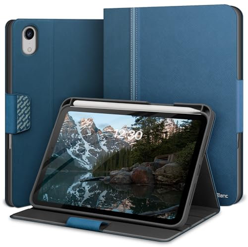 KingBlanc for iPad Mini 7 (A17 Pro) Case, iPad Mini 7th/6th Generation Case (2024/2021 8.3-inch) with Pencil Holder, PU Leather Stand Cover, Auto Sleep/Wake, Multi-Angle for Viewing/Typing, Blue