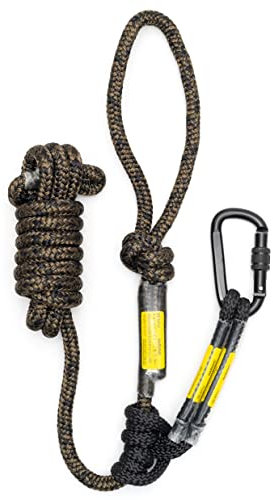 SENFU Jagd-Sicherheitsseil mit Prusik-Knoten und Einzelkarabiner für Jäger Kletterbaum Ständer Lineman's Rope (10Feel, einzeln, Nicht reflektierend)