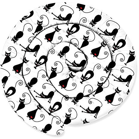 XXL 300 cm Bettschlange für Allergiker Bettkissen Stillkissen Bettrolle Zierkissen Bettumrandung Schlange Handmade 100% Baumwolle ekmTRADE (27 – Weiß – Schwarze Katzen, 300 cm)