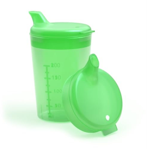 Horn Medical Schnabelbecher inkl. 2 Deckeln (große & kleine Öffnung) I Trinkhilfe I 250ml I Farbe wählbar (grün)