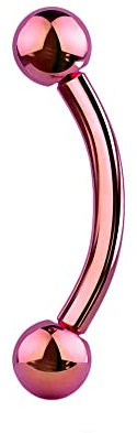 Jewel Barrel Augenbrauen Banane Piercing Curved Barbell Ohrringe Helix Daith Chirurgenstahl Körperschmuck 16g (1,2 mm) 6mm / 8mm Stablänge mit Kugeln (Pink, 6)