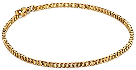 Skcess Männer Armband Gold，Gliederarmbänder Einfach Rostfreier Stahl Männerarmband 200X2Mm
