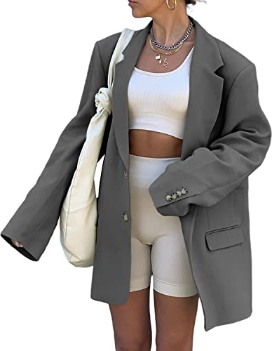 Grlasen Women Oversized Blazers Long Sleeve Casual Lapel Open Front Jacket