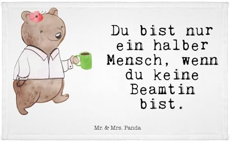 Mr. & Mrs. Panda Gäste Handtuch Beamtin Herz - Geschenk, Sport Handtuch, Verbeamtung, Kinder Handtuch, Beamte, Gästetuch, Reisehandtuch, Beamtentum,