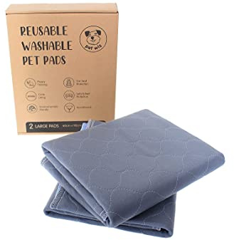 Two Pack of Reusable, Washable, Pet Pads in Grey, 4 Absorbency Layers & Slip Resistant Backing, For Training & Incontinence (Large (60 x 90cm))