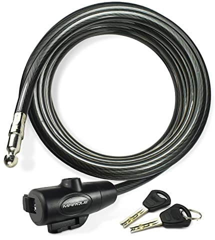 MARQUE Bike Lock with Key – 25FT 3/8” Straight Cable Locks with Keys, Anti-Theft Security Cable for Bicycles, Scooters, Kayaks, Paddle Boards, Gates