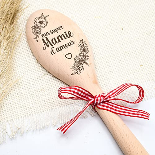 Cuillère en bois avec message personnalisé, idée cadeau fête des mamies, texte au choix, fête des grand-mères, mamie, mémé, fête des mères, maman