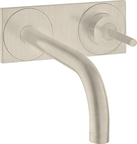 hansgrohe AXOR Uno Einhebel-Waschtischmischer Unterputz, Platte für Wandmontage, Ausladung 225mm, Farbe: Brushed Nickel