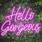 Kavaas Hello Gorgeous Neon Signs for Wall Decor, Hello Gorgeous Neon Light Sign with Dimmable Switch - Hello Gorgeous Sign for Girls Bedroom, Makeup Room Decor (Pink)
