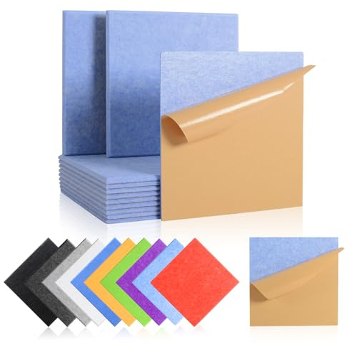 Rdutuok Hexagon Akustikpaneele Selbstklebend, Acoustic Panel, 12 Stück | Filz Schallabsorber, 30x26x1 cm, Akustikplatten für Wand, Echo & Hall reduziert, für Studio, Gaming & Büro, Hellblau