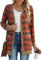 GRECERELLE Womens Cardigan Long Sleeve Open Front Cardigans Button Down V Neck Ribbed Knit Lightweight Outerwear with Pocket (Christmas Tree Red XL)