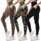 SINOPHANT Sport Leggings Damen mit Taschen, High Waist Sportleggins Lang Blickdicht Laufhose Fitnesshose Sporthose Yogahose für Yoga Sport(#3er Pack Schwarz/Leopard/Farblinie,S-M)