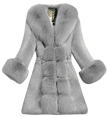 EMUKFD Cappotto lungo da donna in finto shearling con bavero in pile con risvolto aperto sul davanti da donna in pelle scamosciata Toscana pelle di pecora trench cappotto alla moda in pile peloso
