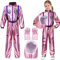 G.C Rosa Astronaut Kostüm für Kinder Mädchen Astronaut Overall mit Helm Handschuhe Weltall Raumfahrer Rollenspiel Halloween Cosplay Party Karneval Kostüm Faschingskostüme (L, 12-14 Jahre)