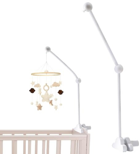 MEYAGOT Mobile Halterung Holz für Babybett, 360°Drehbar Kinderzimmer Wickeltisch Laufstall Baby Mobile Halter, Mobile Halterung Arm Wickeltisch für DIY Aufhängung Spieluhr Windspiel Bettglocke