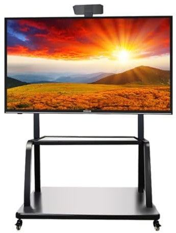 Universal TV Stand, Mobile TV Stand For 40-86 Inch TVs, Height Adjustable Rolling TV Cart With Media Shelf And Wheels, Holds Up To 220lbs TV Base Stand