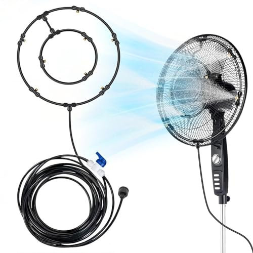 OSKOPWRC Brumisateur Exterieur, brumisateur de brumisation doté de 8 Bus et 7,9 m de Ligne de brumisation, brumisateur de brumisation pour Ventilateur d'extérieur pour Un Brise de terrasse rafraîc