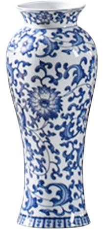 MAGICLULU Vase À Fleurs en Céramique Vintage Chinois Bleu Porcelaine Bourgeon Vase Décoratif Support D'arrangement De Fleurs pour Le Bureau À Domicile Taille S