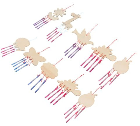 Gogogmee Doodle Windglocken-Set 10 Stück -Windspiel aus Holz für den Außenbereich Gartendekoration Basteln Windspiel