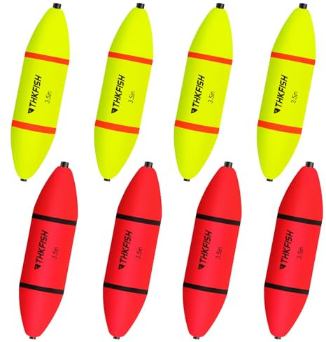 THKFISH Eva Angelposen Set, 8PCS Leuchtposen, Schwimmer Angeln, Slip Posen für Salzwasser und Süßwasser, Waggler Posen in Gelb & Rot, Hechtpose, Forellen Posen, Angelzubehör Posen, 90/117/137 cm