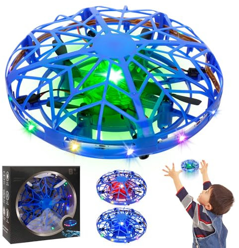 Fliegendes Spielzeug, Mini Drohne Fliegender Ball für Kinder Erwachsene, Infrarot Induktion Handgesteuerter Hover Flying Ball mit LED Lichtern, Drohne Spielzeug Geschenke für Jungen Mädchen, Blau
