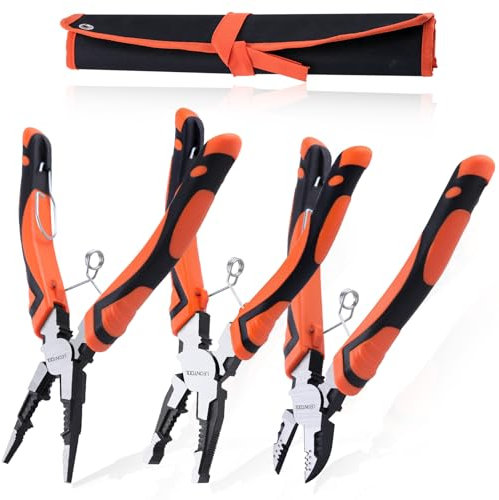 LEONTOOL 3-teiliges Zangen-Set, 6-in-1-Multifunktions-Abisolierzange, Crimpzange, Linemans-Zange, Seitenschneider, 20,3 cm Elektriker-Zange, Handwerkzeug-Set für grundlegende Reparaturen