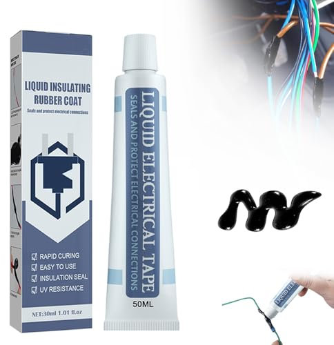 Liquid Insulation Tape, Black Liquid Electrical Tape, Waterproof Cable Repair Paste, Liquid Insulation Sealant Glue, High Temperature Resistant Flame Retardant Glue (50ml Black)