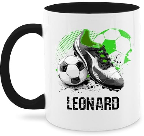 Tasse Tassen 325ml - Personalisiertes Fußballgeschenk mit Namen | Geschenke für Fußballfans | Weihnachtsgeschenke Fußball - 325 ml - Schwarz - fussballgeschenke junge fussballtasse fussball