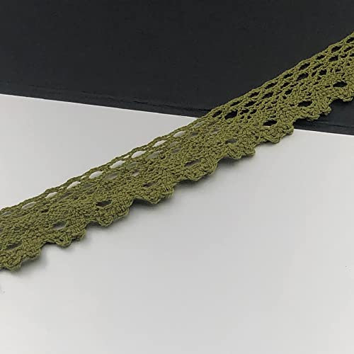 Anevous 20 Yards 3cm Vintage Spitzenband Borte aus Baumwolle, Dekoband Zierband Spitzenstoff Spitzenbordüre, Häkel Borte Bänder zum Nähen für DIY Basteln Handwerk Hochzeit Deko Scrapbooking,Armeegrün